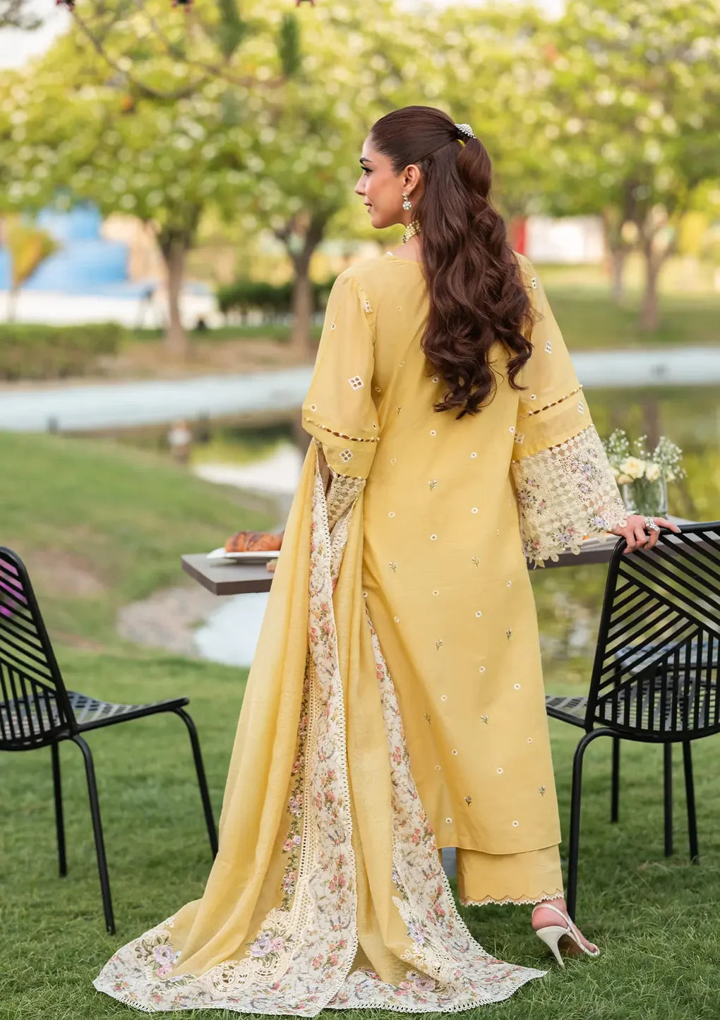 ELH-4A DANDELION-Lemon Embroidered Luxury Lawn Ensemble '25 By-Elaf Premium