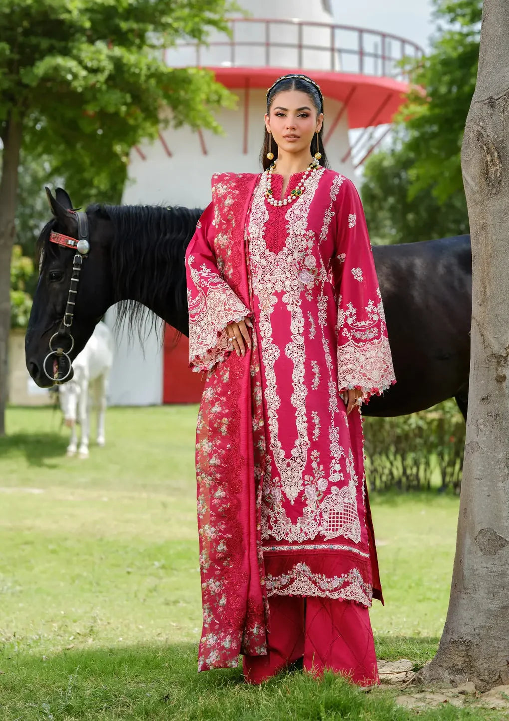 ELH-6B JULIET-Maroon Embroidered Luxury Lawn Ensemble '25 By-Elaf Premium
