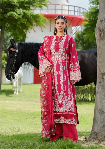ELH-6B JULIET-Maroon Embroidered Luxury Lawn Ensemble '25 By-Elaf Premium