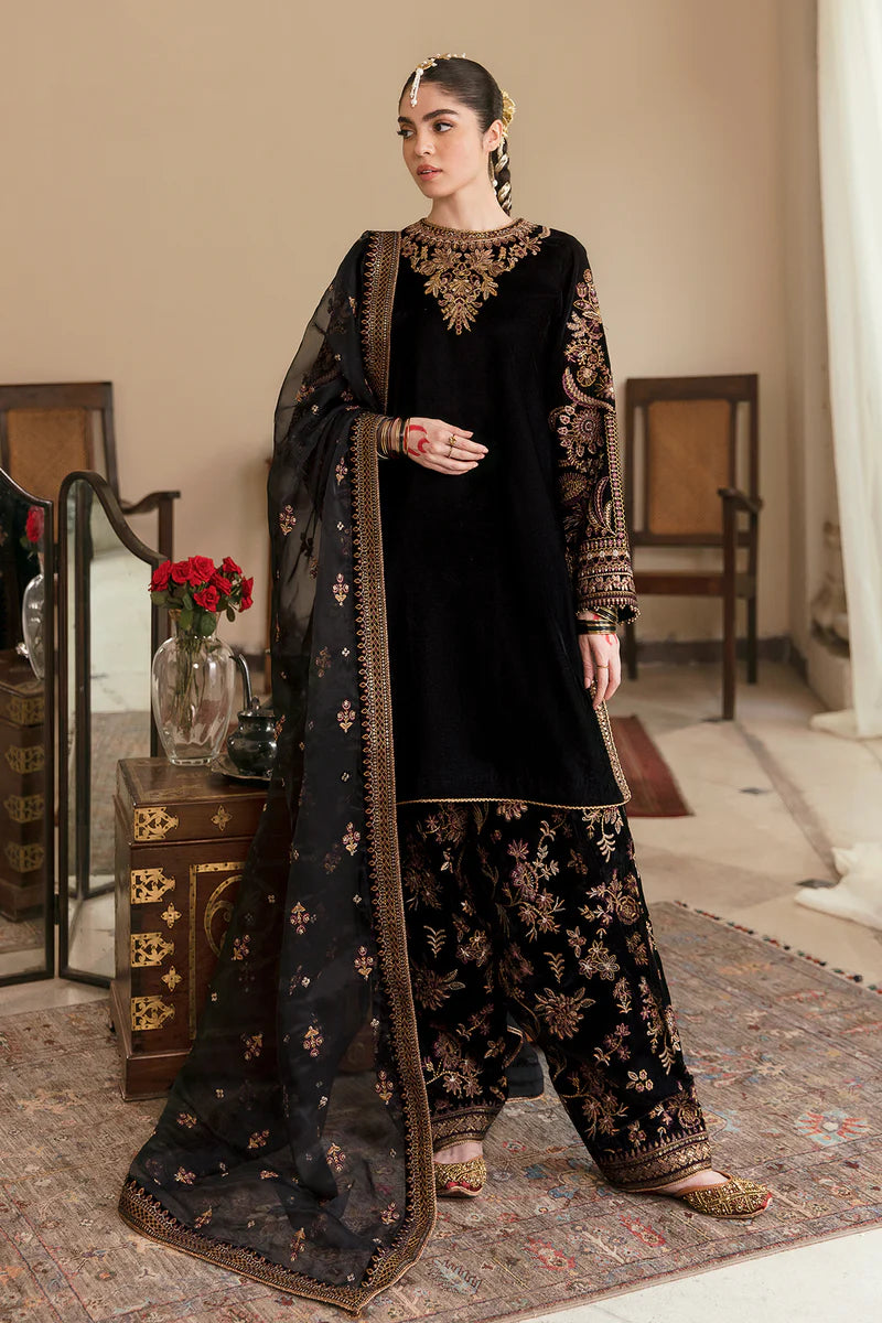 Exclusive black velvet ensemble for evening events