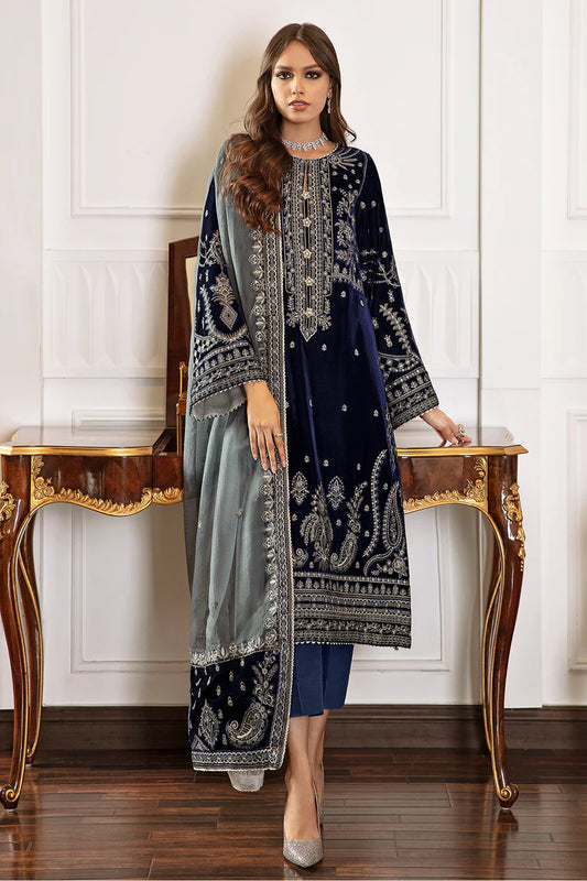 Luxurious Embroidered Velvet Dress for Special Occasions