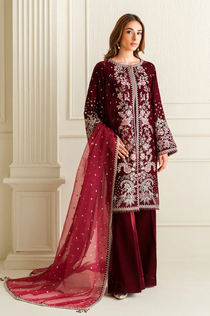 Majestic embroidered velvet ensemble for party wear