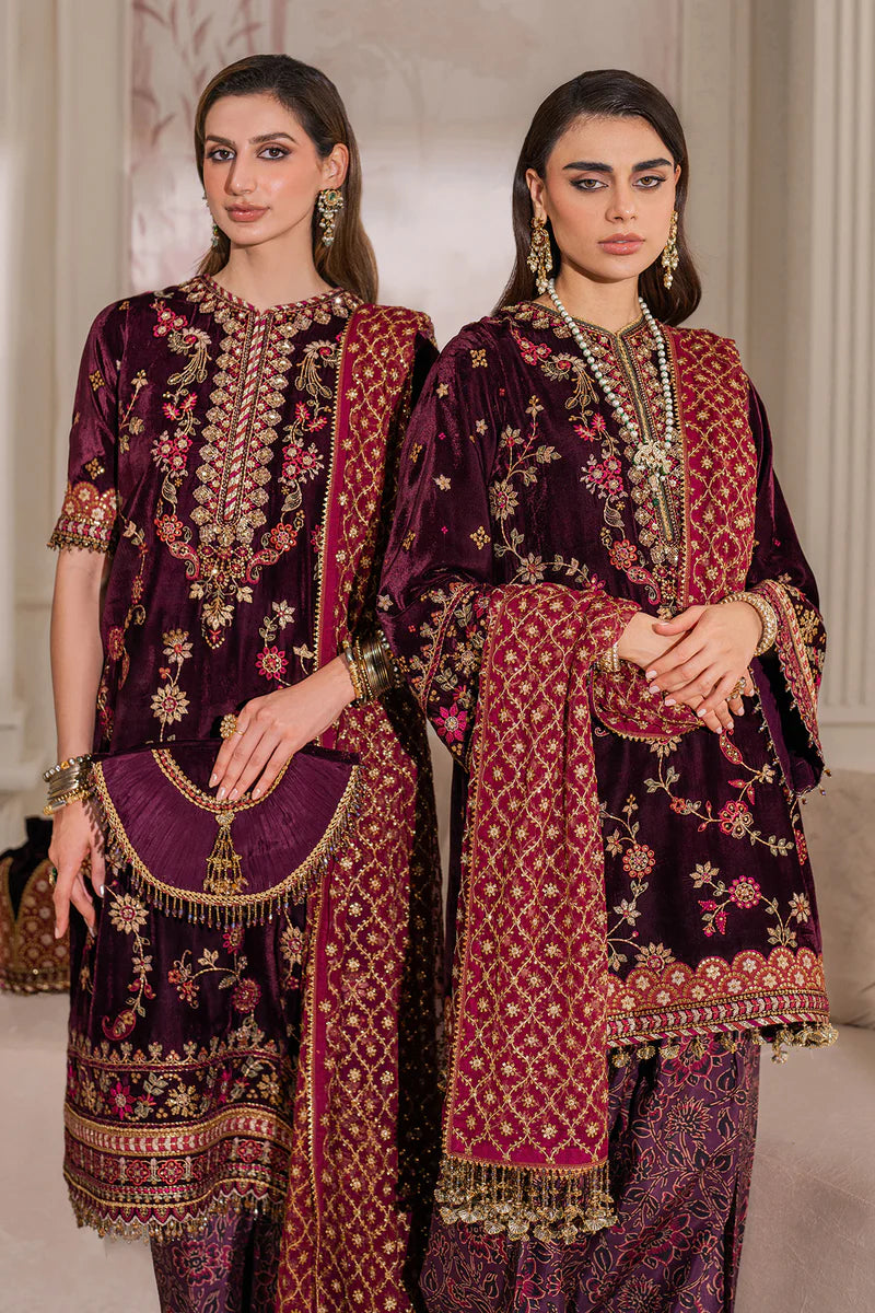 Multi-colored embroidered velvet outfit for special events