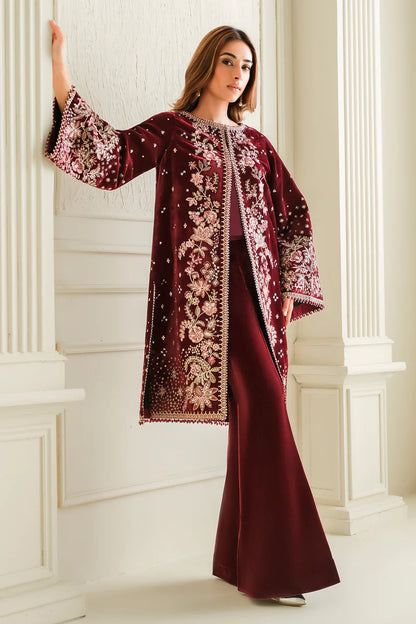 Majestic embroidered velvet ensemble for party wear