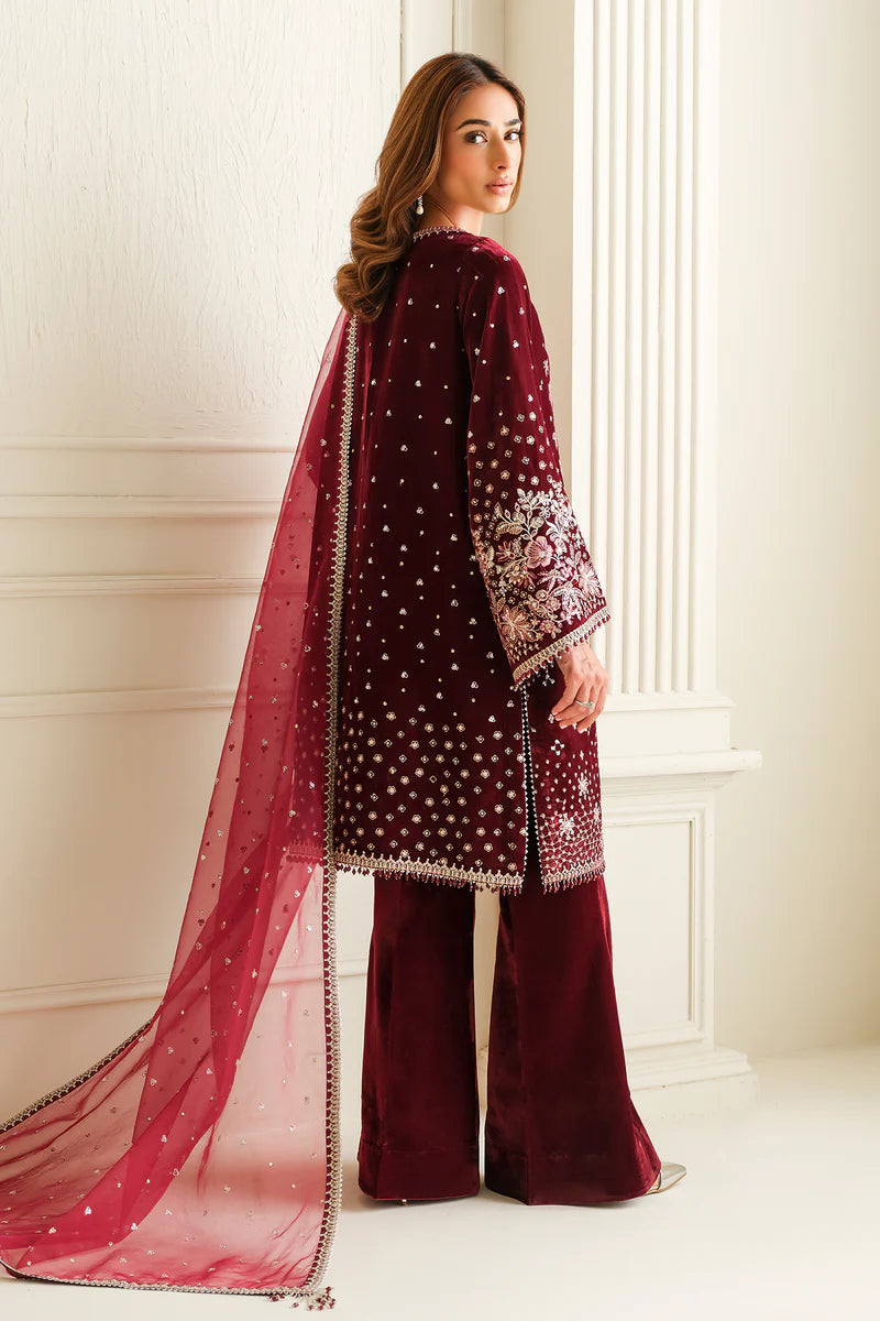 Majestic embroidered velvet ensemble for party wear