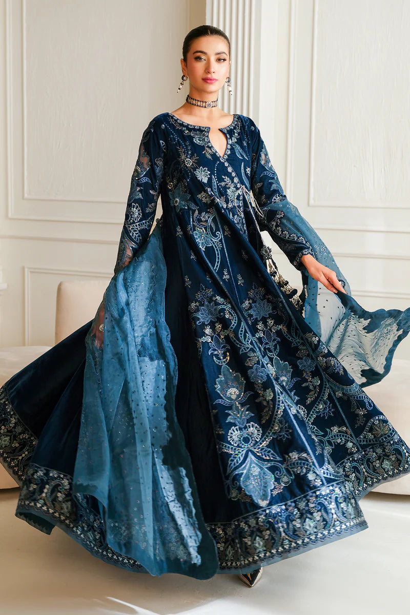 Navy Velvet Jacket Party Wear Blue Velvet Trouser Suit Ladies