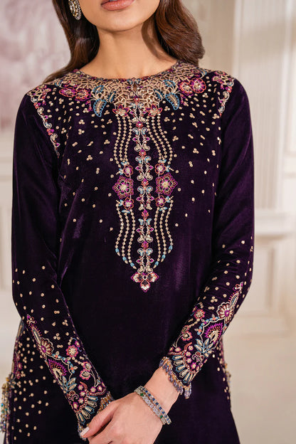 Luxury velvet ensemble with embroidered silk dupatta