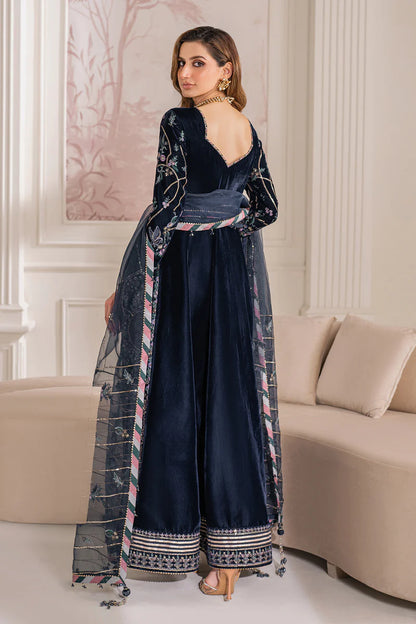 Velvet frock paired with silk trousers for wedding wear