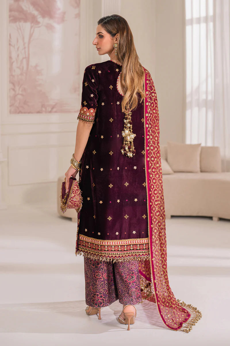 Multi-colored embroidered velvet outfit for special events