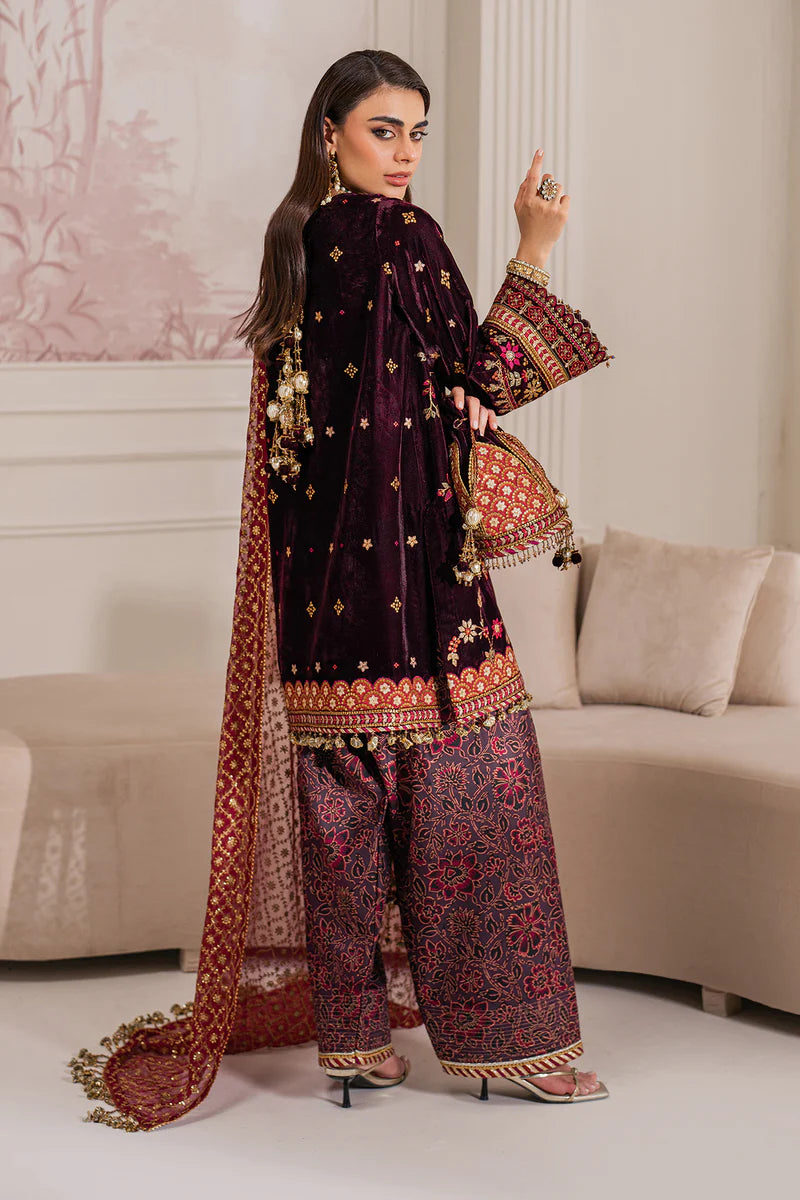 Multi-colored embroidered velvet outfit for special events