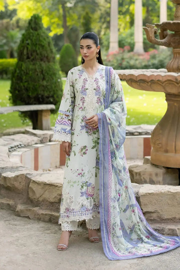 ESG-3B Katie Elaf Premium ivory lawn suit with printed chiffon dupatta stitched by Pakistanimoda
