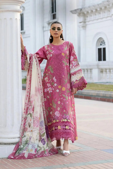 ESG-5B Delilah Elaf Premium dusty pink lawn stitched 3PC suit with printed chiffon dupatta by Pakistanimoda