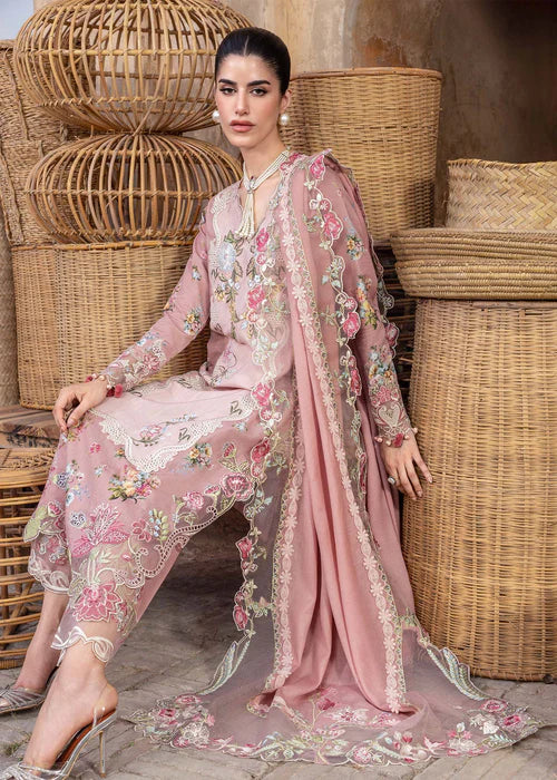 Saira Shakira ESMAE-3A pink embroidered khaddar suit with wool shawl at Pakistanimoda.
