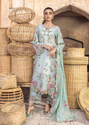 Saira Shakira ESME-3B pastel green embroidered khaddar suit with wool shawl at Pakistanimoda.
