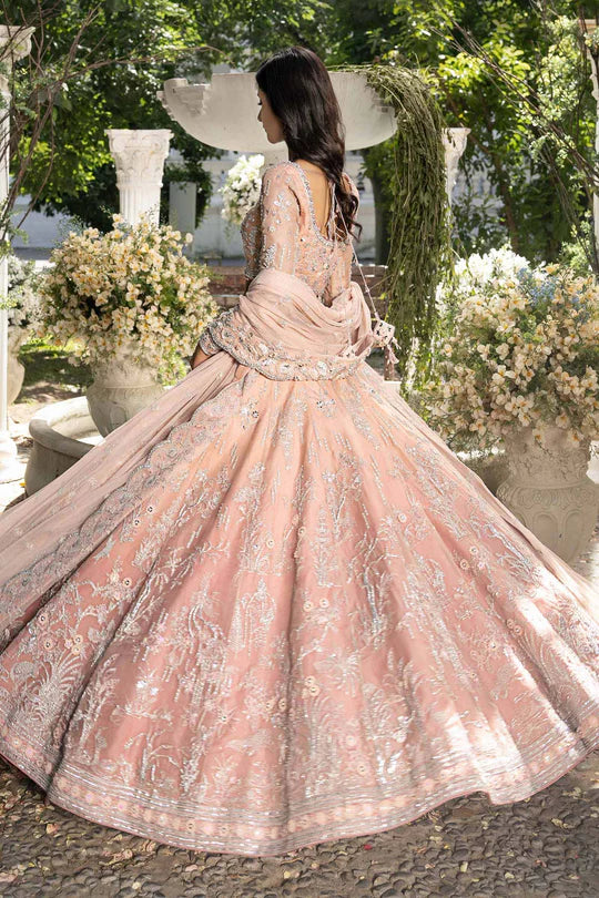 Maria B Elain Royal-Rawa Powder Pink Bridal Lehenga hand-embellished with mirror & pearl embroidery stitched luxury – Pakistanimoda