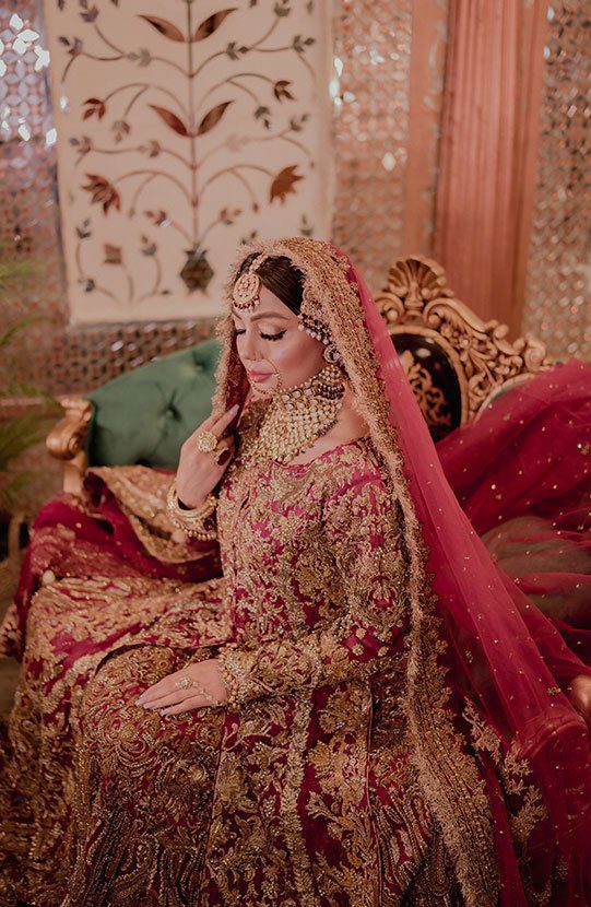 Elegance in Bloom - Bridal Lehenga in Pink and Golden