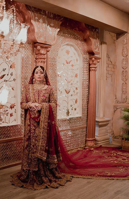 Elegance in Bloom - Bridal Lehenga in Pink and Golden