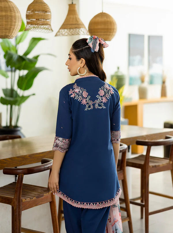 Elisa-Deep Blue Embroidered 3-piece Lawn Suit By-Zainab Chottani