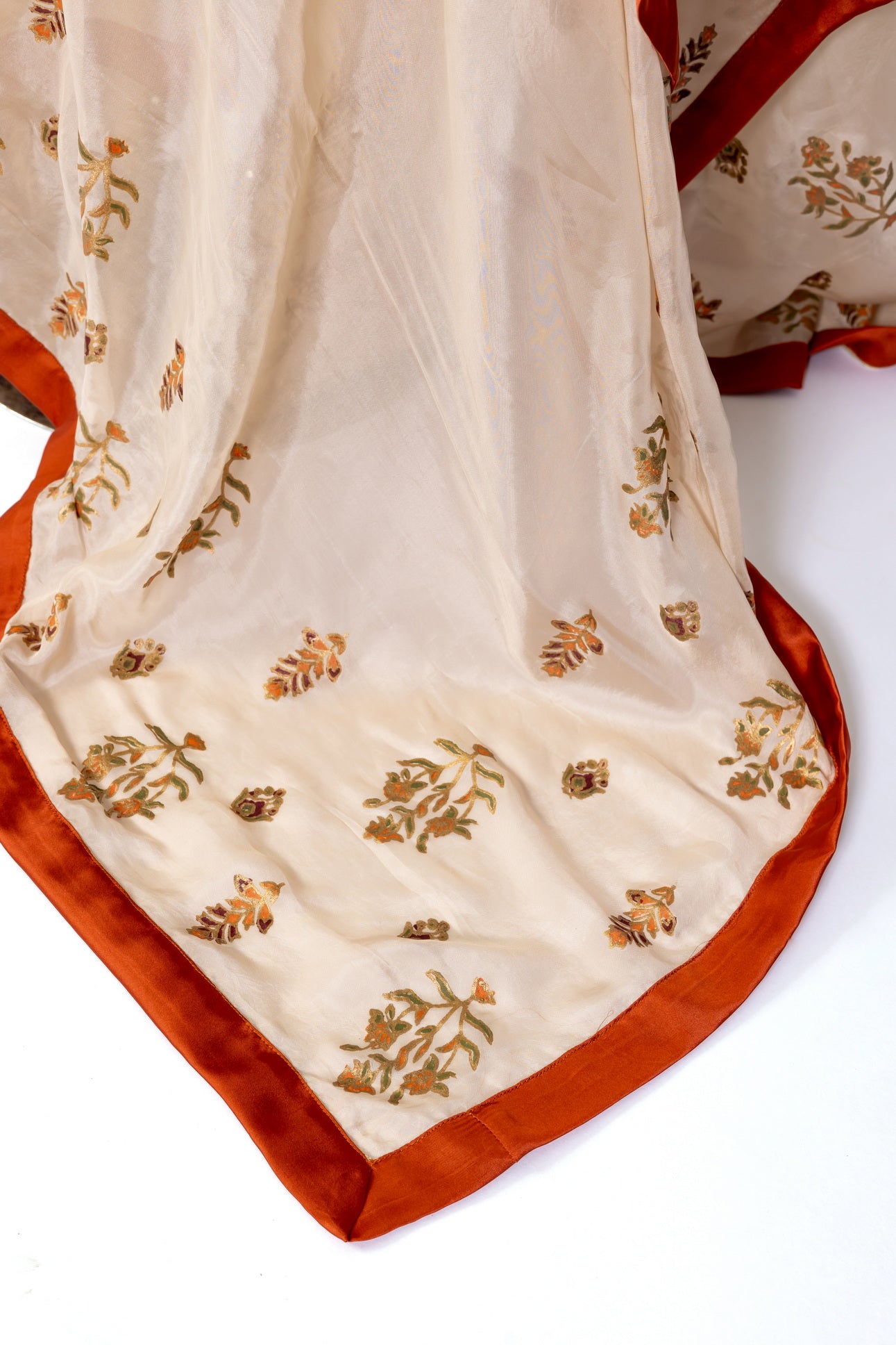 Elisa formal Korean silk shalwar kameez with hand embroidery, block print, and organza dupatta for evening events, dinner parties, and festive occasions by MariamRaj