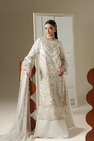 Elosie Emaan Adeel Nouvelle Luxury Chiffon Ivory Embroidered Stitched 3PC Suit | Pakistanimoda