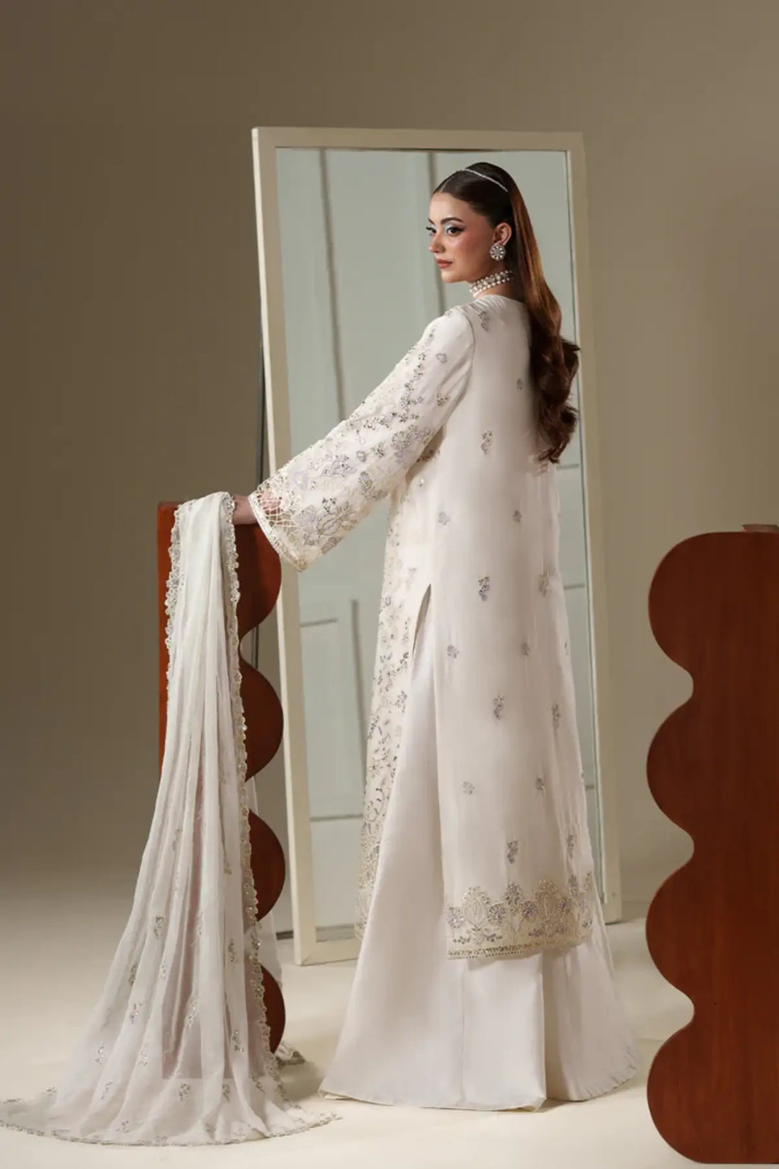 Elosie Emaan Adeel Nouvelle Luxury Chiffon Ivory Embroidered Stitched 3PC Suit | Pakistanimoda