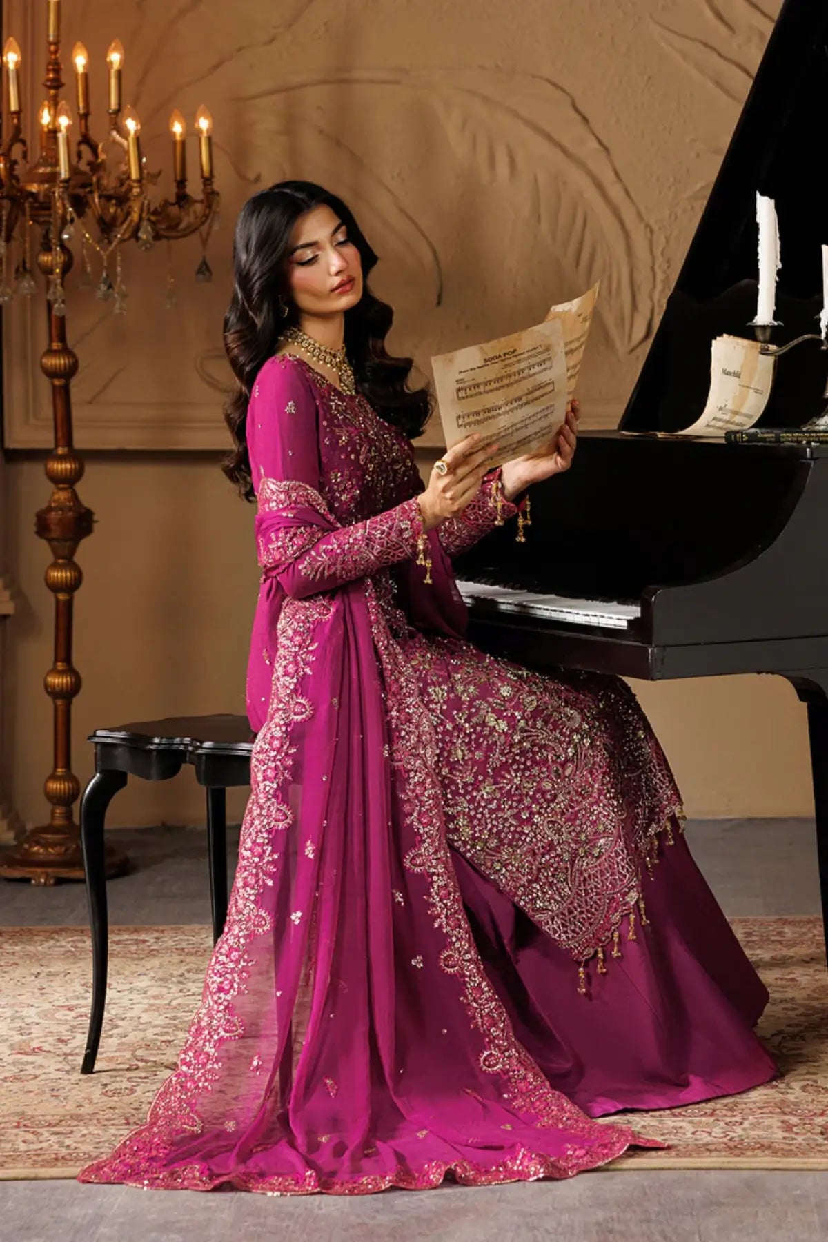 Ember by Emaan Adeel Fuchsia Luxury Chiffon Stitched 3PC Suit from Celeste Festive Edit'26 Collection
