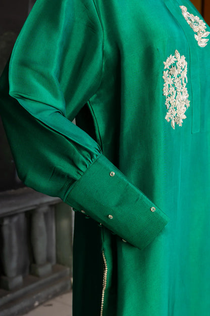Emerald Moonlight- Elegance Formal Wear Embroidered Dress