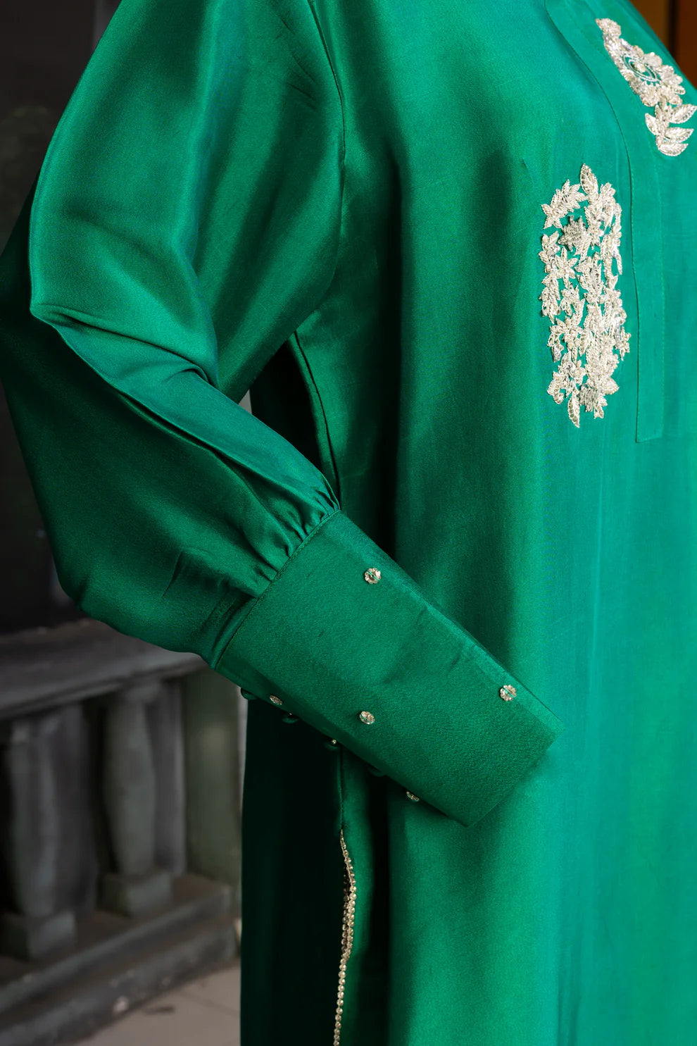 Emerald Moonlight- Elegance Formal Wear Embroidered Dress