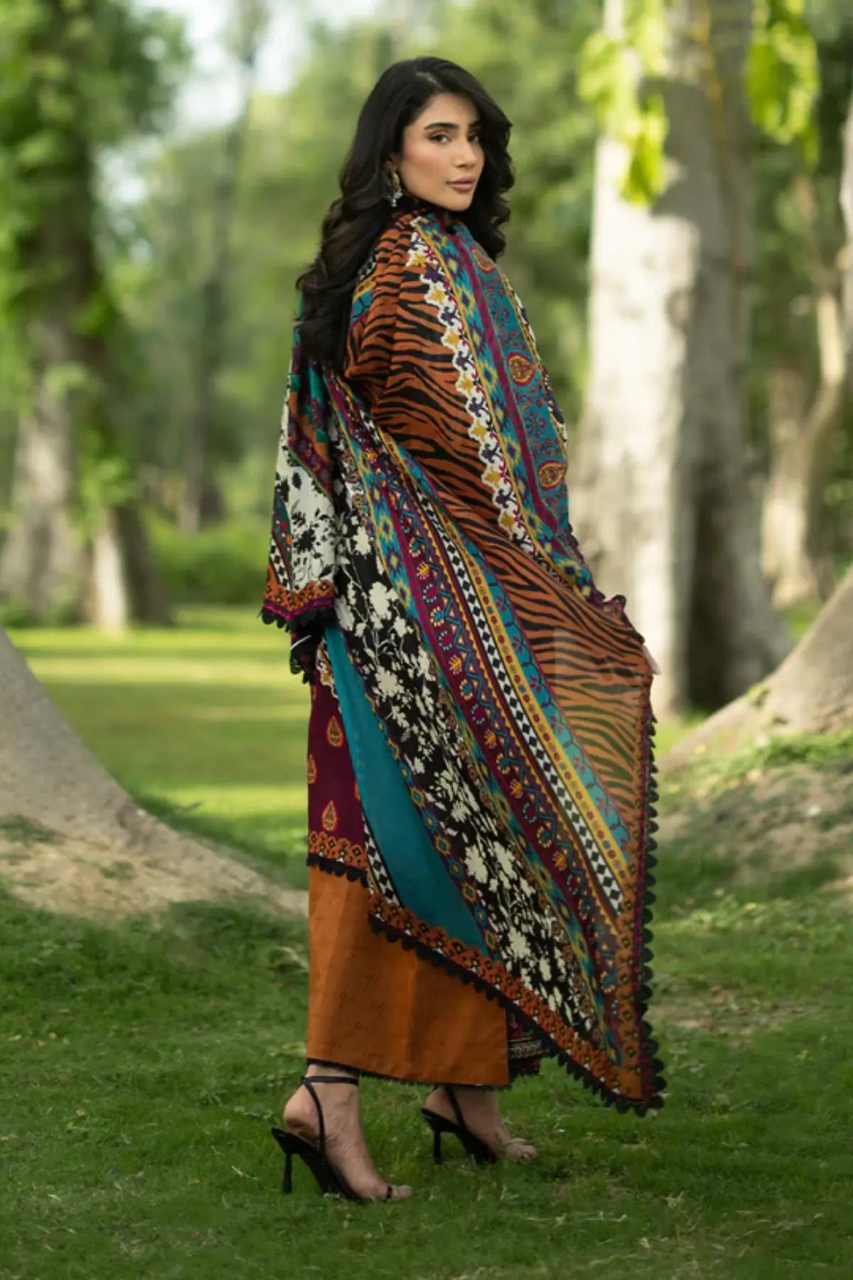 Erin 11 Brown Ethnic Print Lawn Stitched 3PC Suit | Zainab Chottani Erin 11 Brown Ethnic Print Lawn Stitched 3PC Suit | Zainab Chottani