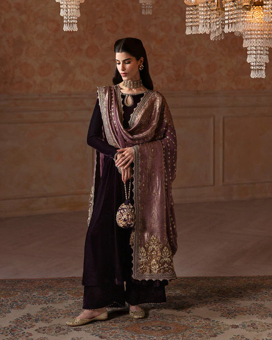 Erna-Pakistani Embellished Long Shirt with Culotte-By-Faiza Saqlain