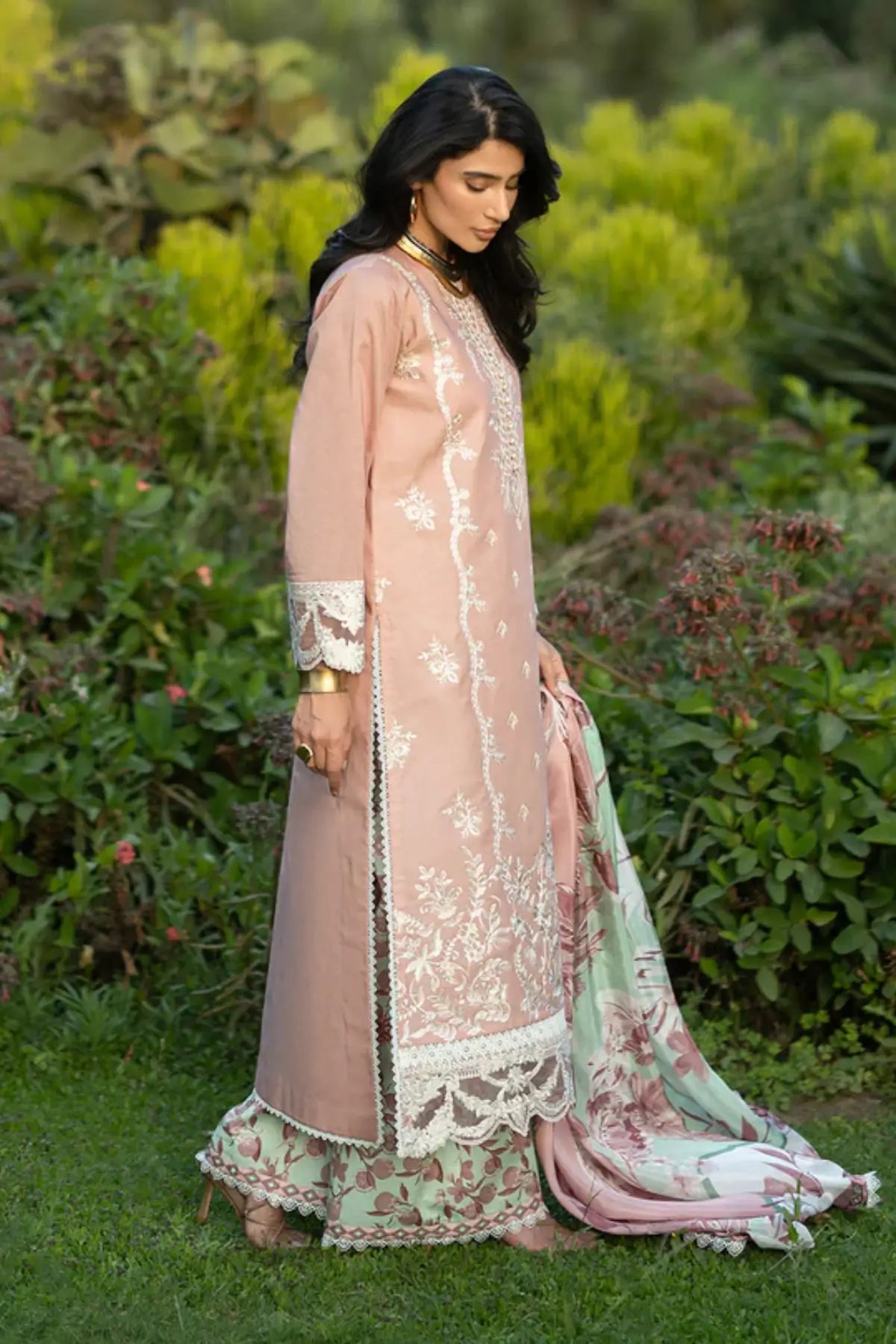 Esme 02 pink stitched lawn 3PC suit with silk dupatta by Zainab Chottani Pakistanimoda
