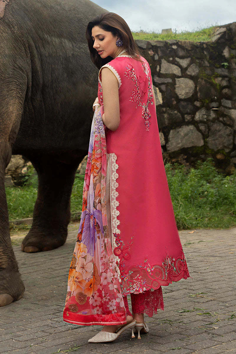 Eternal Radiance- Coral  Manaram Luxury lawn Outfit By- Mushq