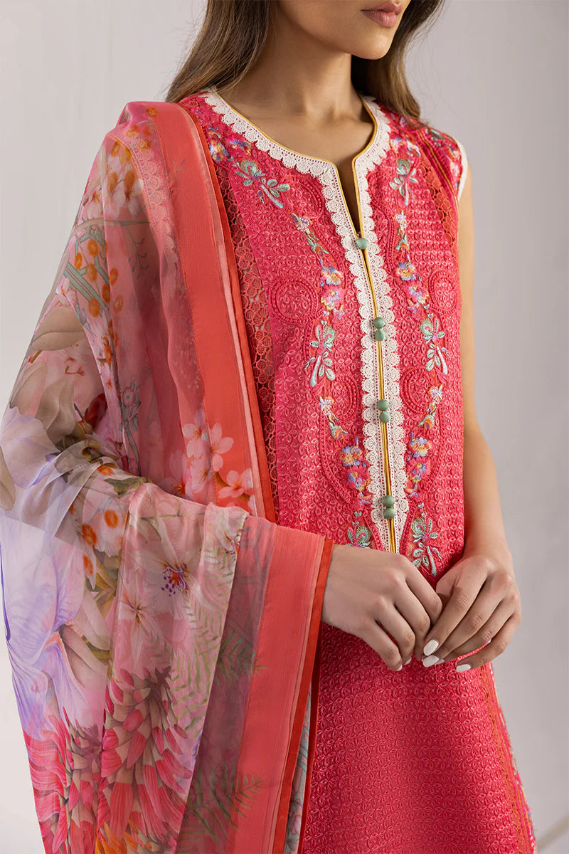 Eternal Radiance- Coral  Manaram Luxury lawn Outfit By- Mushq