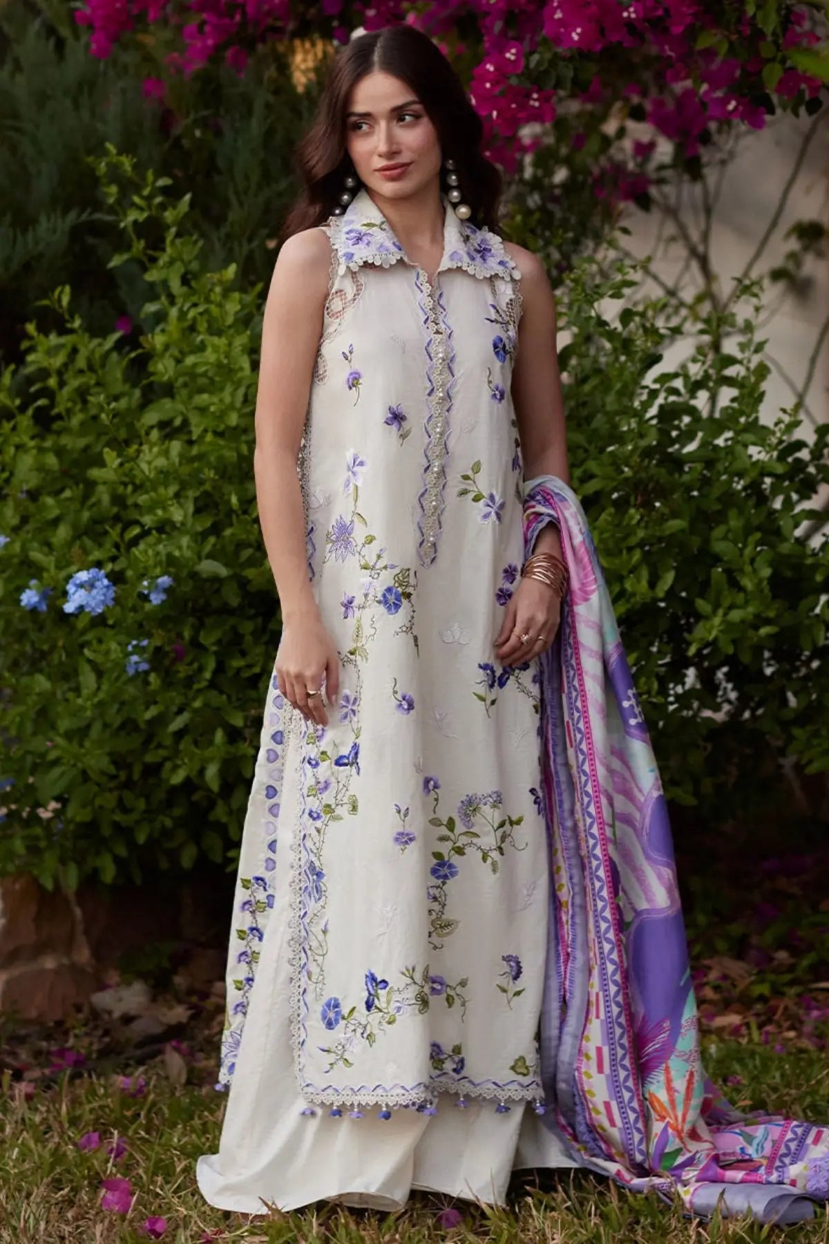 Evita Ivory by Farah Talib Aziz white embroidered luxury lawn stitched 3PC suit