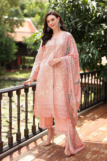 Fareesia by Rang Rasiya Summer Peach Lawn Stitched 3PC Suit with Printed Silk Dupatta