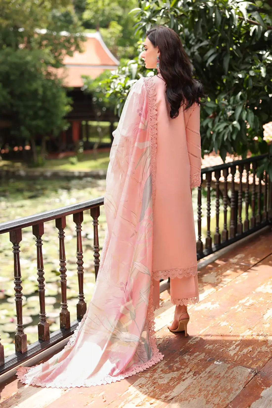 Fareesia by Rang Rasiya Summer Peach Lawn Stitched 3PC Suit with Printed Silk Dupatta