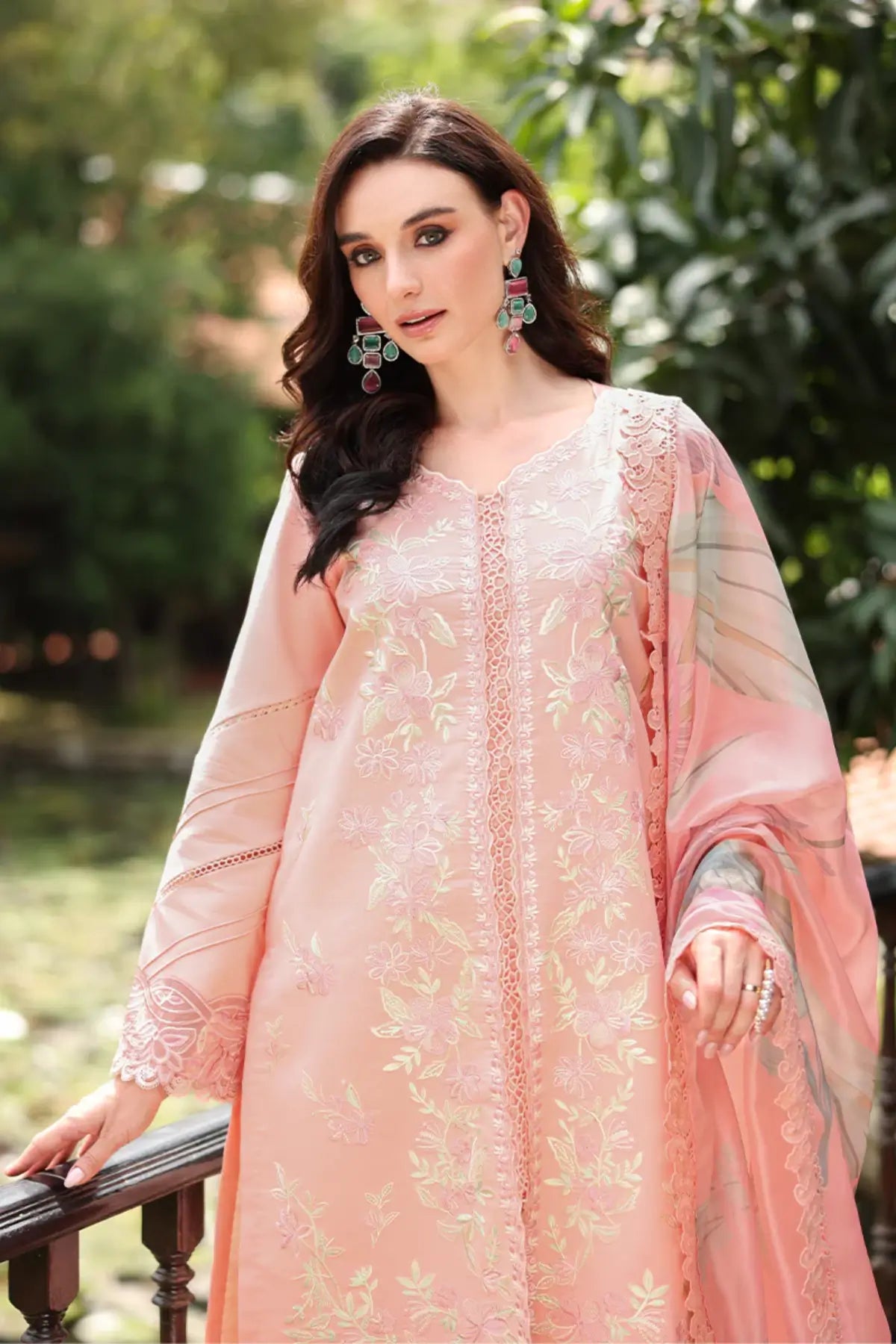 Fareesia by Rang Rasiya Summer Peach Lawn Stitched 3PC Suit with Printed Silk Dupatta