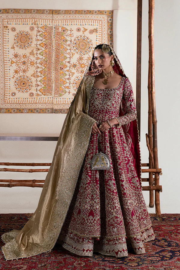 Fariyn by Suffuse Pakistani bridal lehenga and pishwas in raw silk