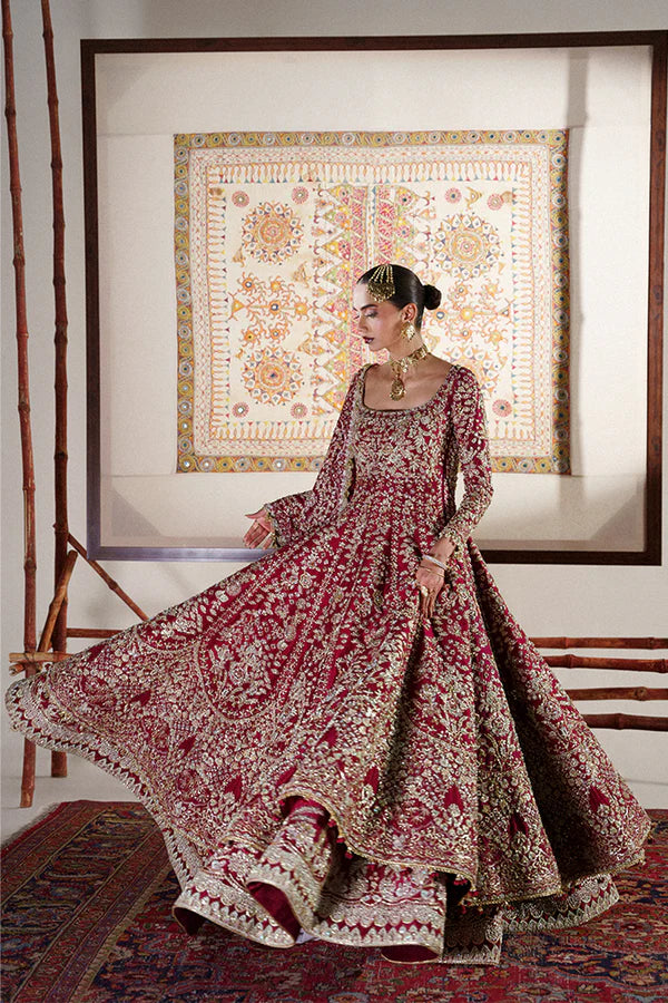 Fariyn by Suffuse Pakistani bridal lehenga and pishwas in raw silk