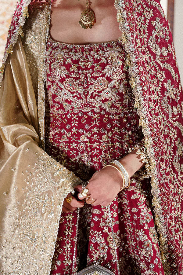 Fariyn by Suffuse Pakistani bridal lehenga and pishwas in raw silk