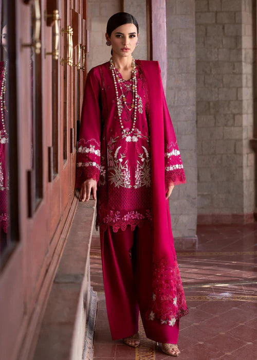 Faye 7-B-Blush Pink Luxury Embroidered Lawn Suit for Garden Parties & Eid Events-Saira Shakira USA UK Canada