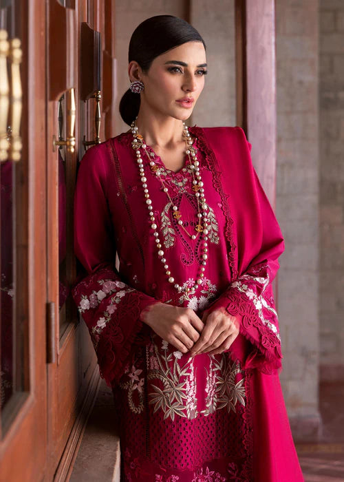 Faye 7-B-Blush Pink Luxury Embroidered Lawn Suit for Garden Parties & Eid Events-Saira Shakira USA UK Canada