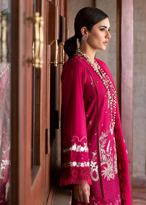 Faye 7-B-Blush Pink Luxury Embroidered Lawn Suit for Garden Parties & Eid Events-Saira Shakira USA UK Canada