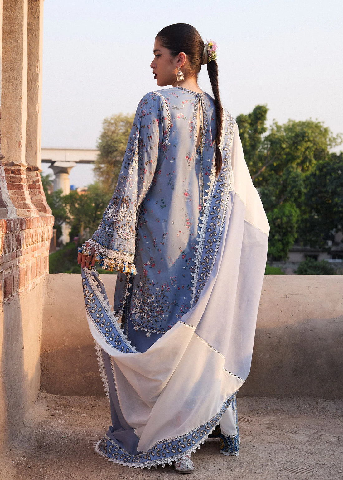 Fira-Elegant ice blue lawn suit for daytime events by-Hussain rehar