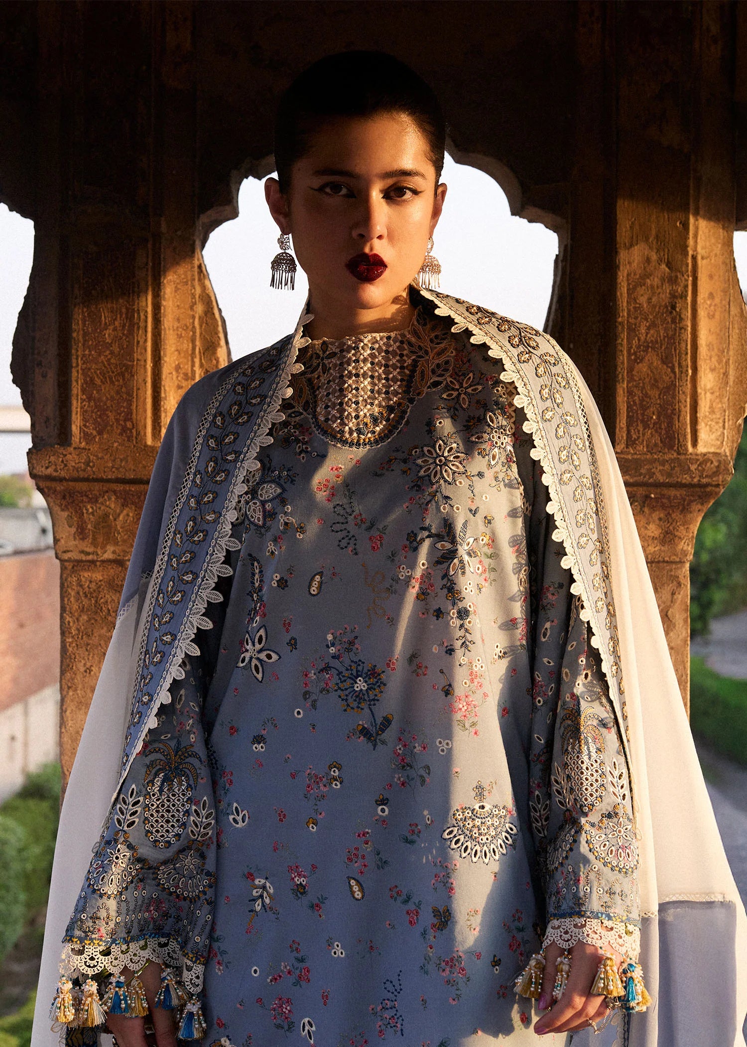 Fira-Elegant ice blue lawn suit for daytime events by-Hussain rehar