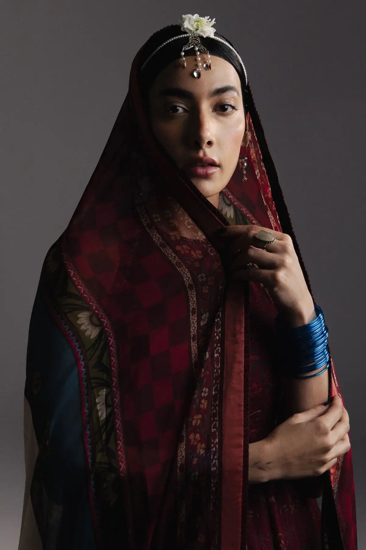 Zara Shahjahan Firdaus D6 Anarkali 2026 burgundy Pima lawn stitched dress