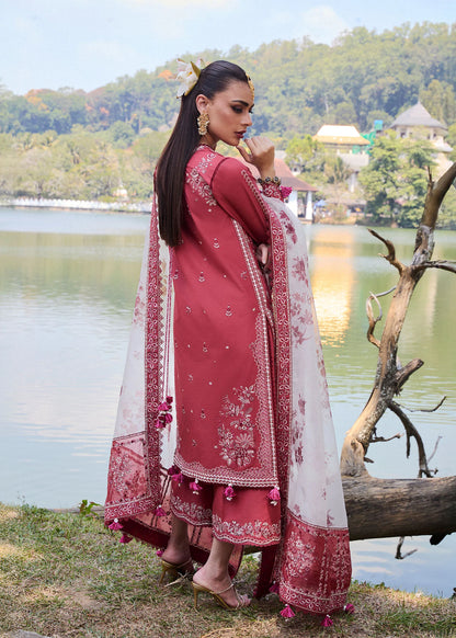 Flare- Dark Coral Luxury Lawn Suit By- Hussain Rehar