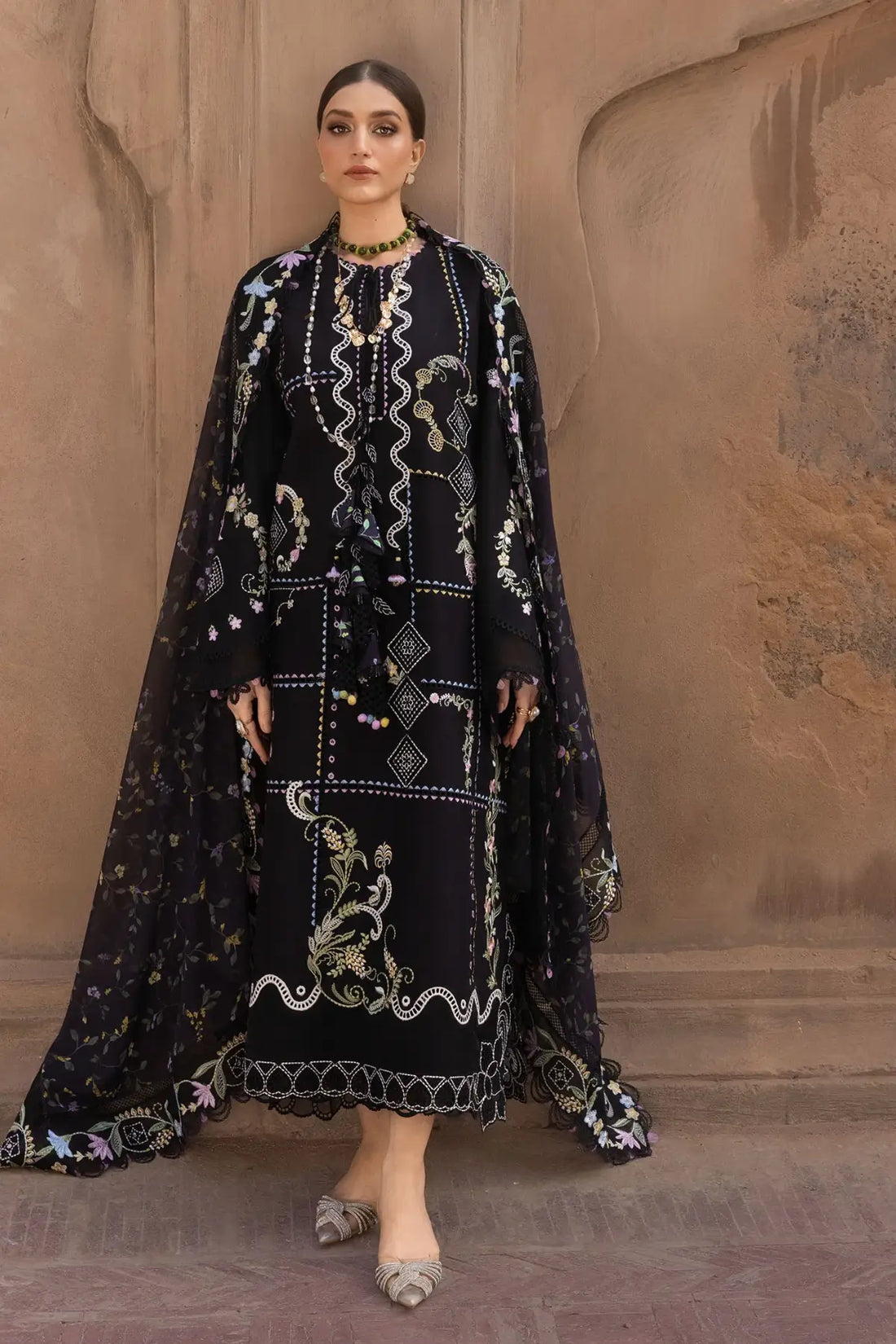 Crimson Lawn 2026 Floral Serenity D1A onyx embroidered suit