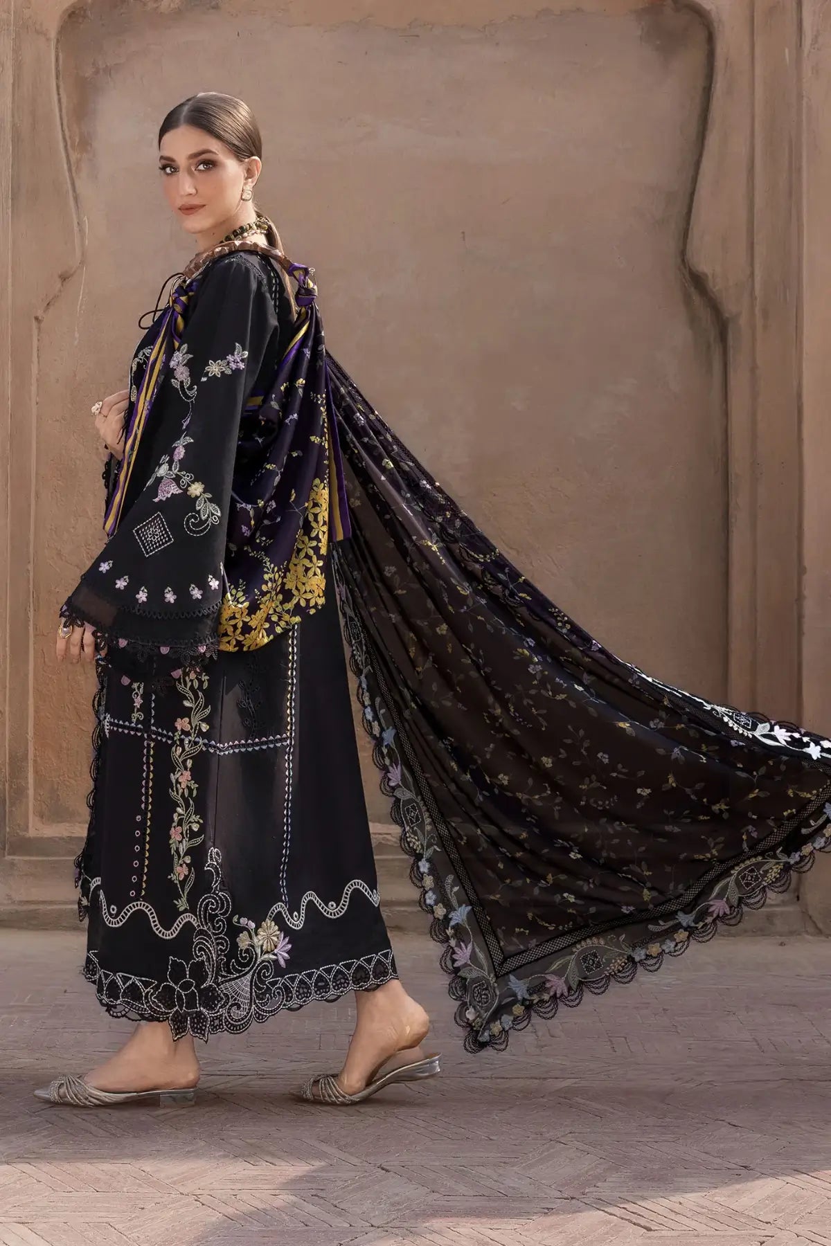 Crimson Lawn 2026 Floral Serenity D1A onyx embroidered suit