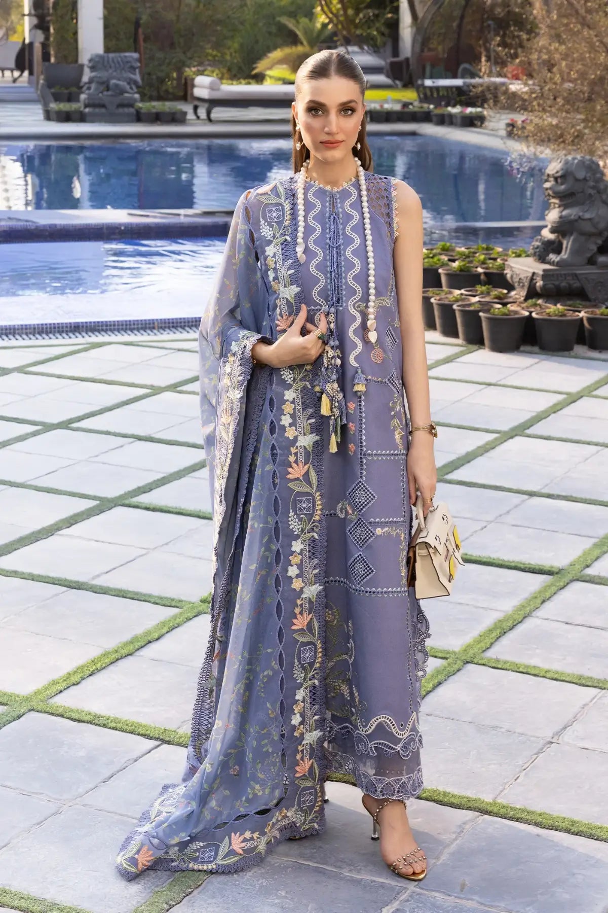 Floral Serenity D1B deep periwinkle suit Crimson Lawn 2026 Pakistanimoda
